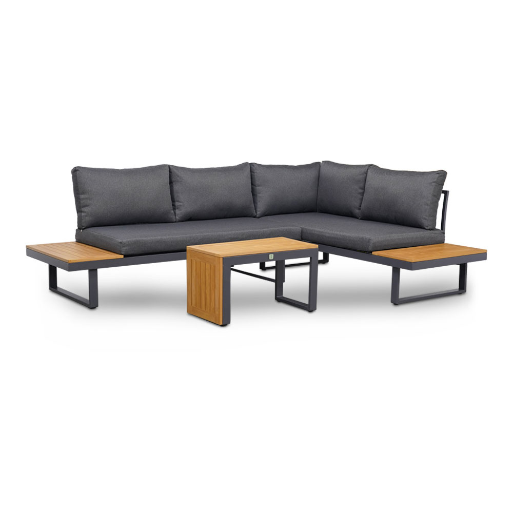 Melbourne chaise longue balkon loungeset 4 personen | aluminium + polywood | antraciet | 3-delig - 250x175cm afbeelding