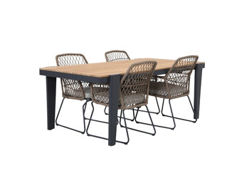 Vigo/Anna dining tuinset | 4 personen | teakhout + touw | 200cm