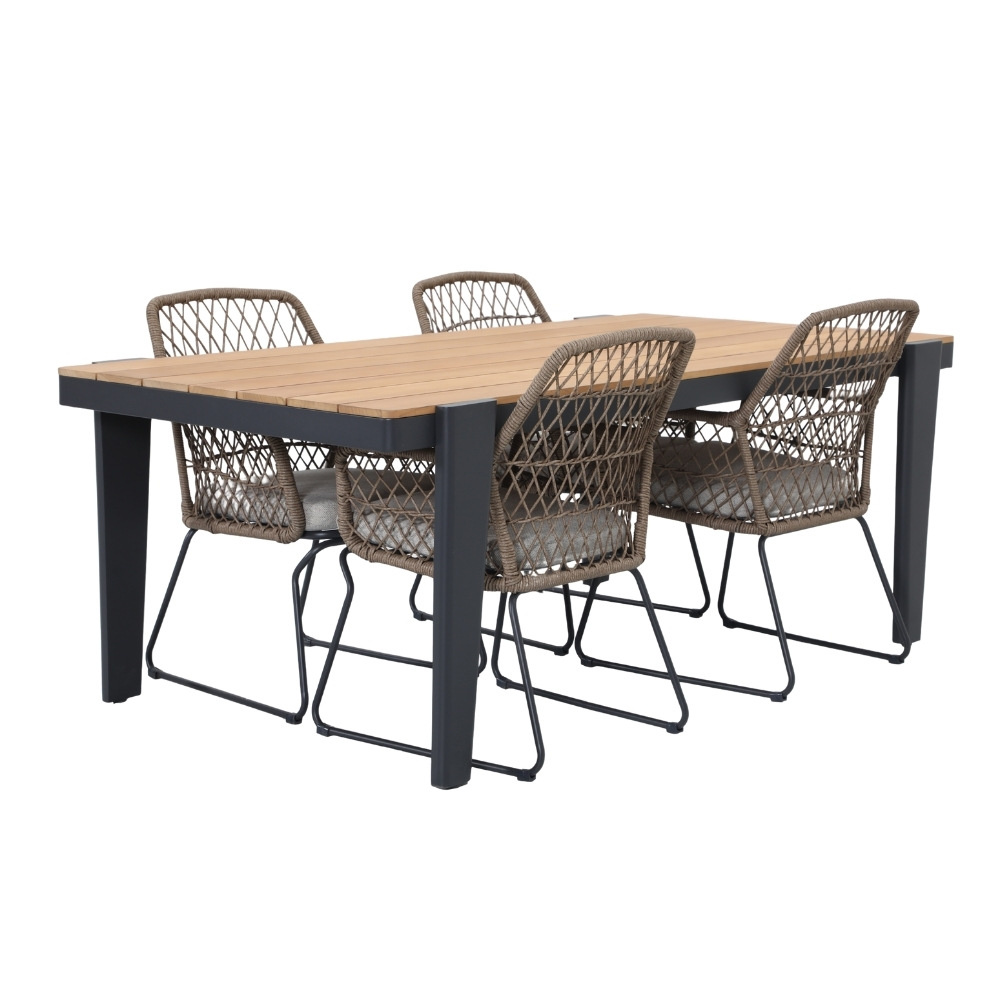 Vigo/Anna dining tuinset | 4 personen | teakhout + touw | 200cm