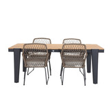 Vigo/Anna dining tuinset | 4 personen | teakhout + touw | 200cm