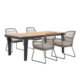 Vigo/Anna dining tuinset | 4 personen | teakhout + touw | 200cm