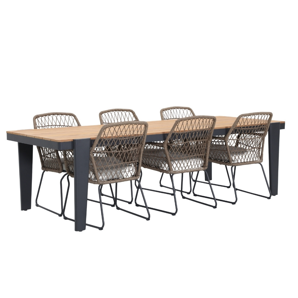 Vigo/Anna dining tuinset | 6 personen | teakhout + touw | 260cm
