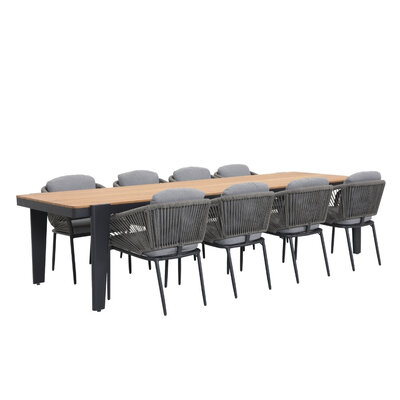 Vigo/Savanna dining tuinset | 8 personen | teakhout + touw | 320cm