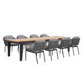 Vigo/Savanna dining tuinset | 8 personen | teakhout + touw | 320cm