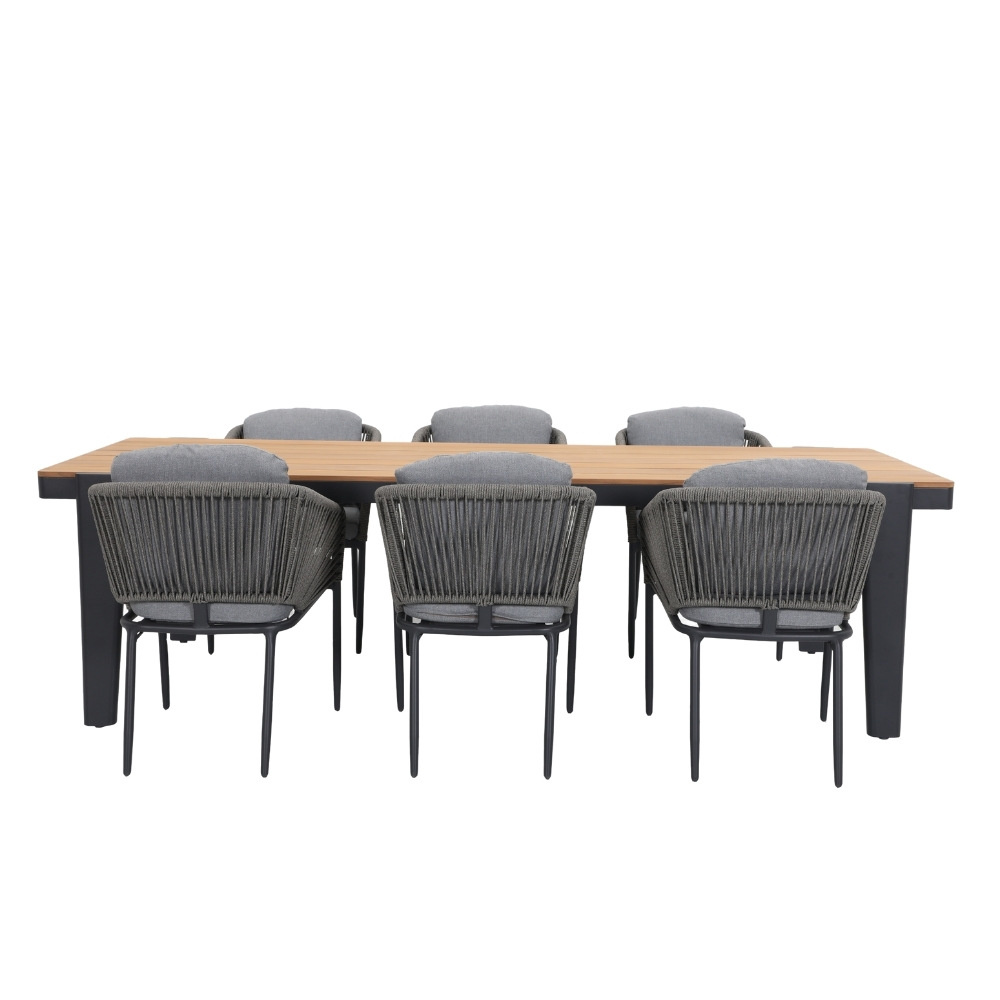 Vigo/Savanna dining tuinset | 6 personen | teakhout + touw | 260cm