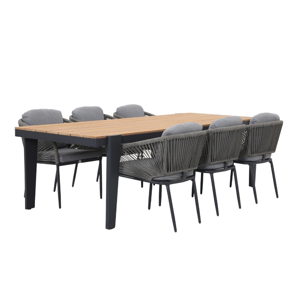 Vigo/Savanna dining tuinset | 6 personen | teakhout + touw | 260cm afbeelding