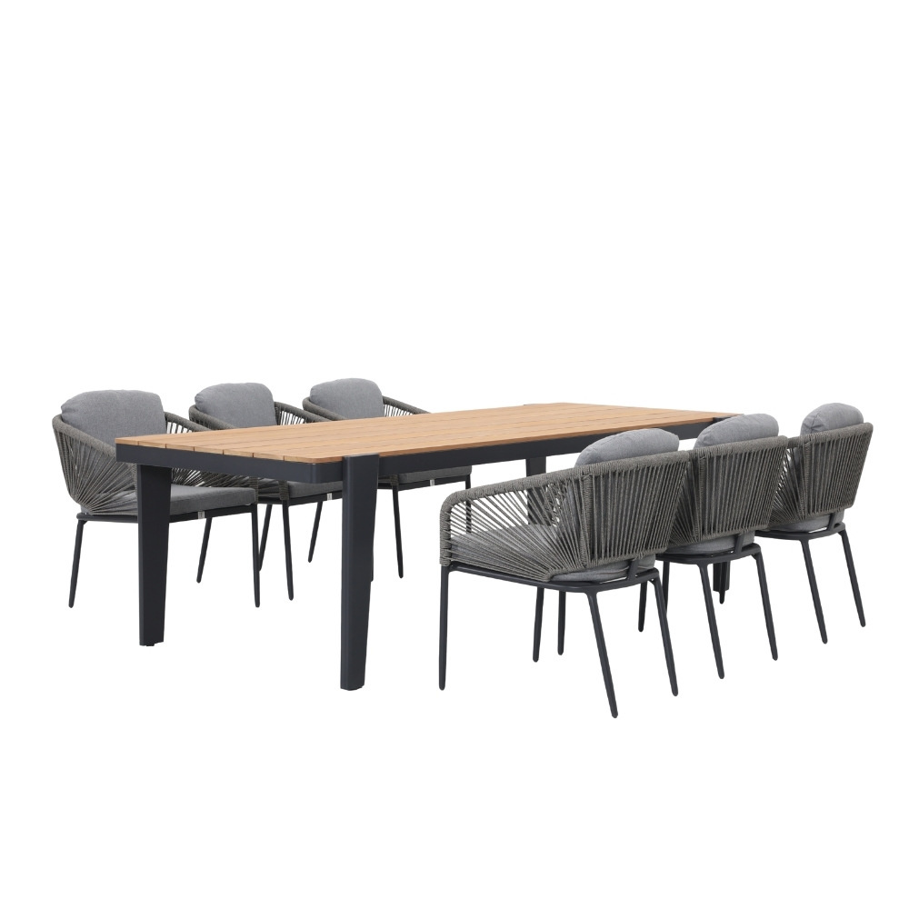 Vigo/Savanna dining tuinset | 6 personen | teakhout + touw | 260cm