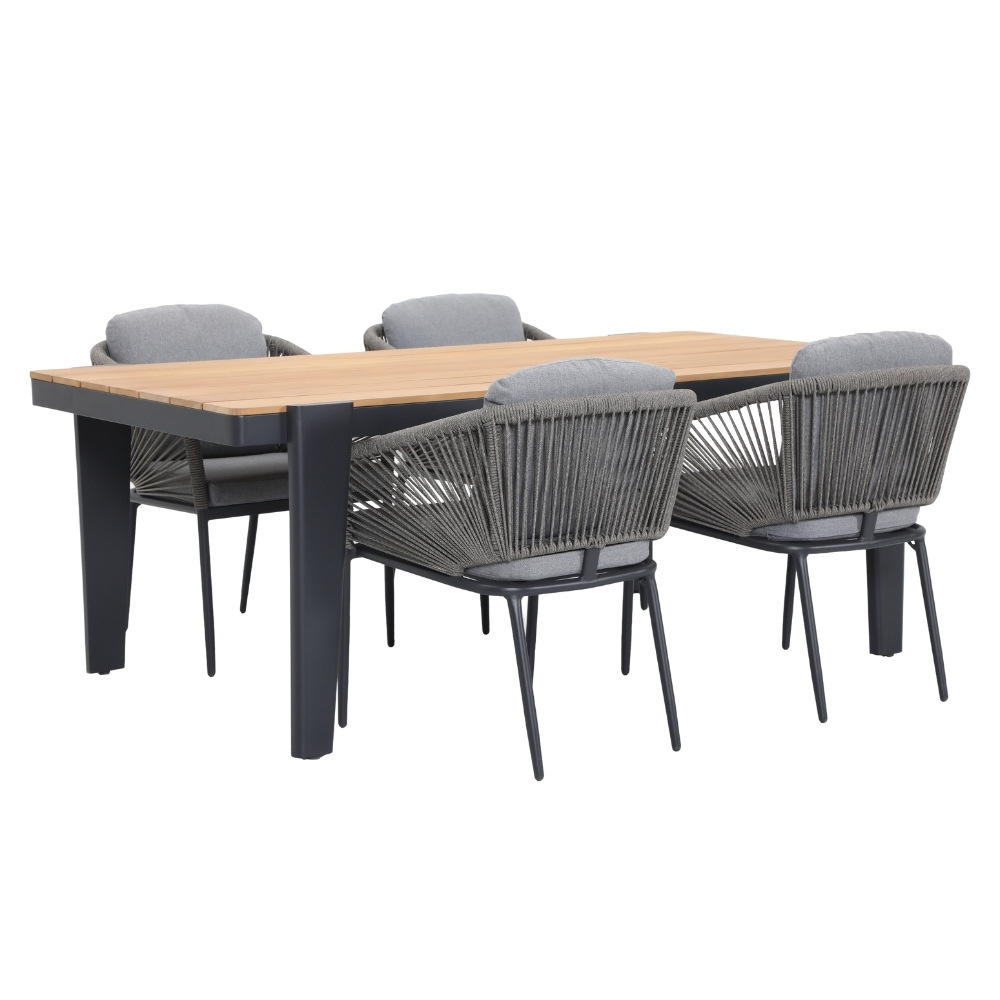 Vigo/Savanna dining tuinset | 4 personen | teakhout + touw | 200cm afbeelding