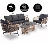 Flow stoel-bank loungeset 5 personen | wicker + betonlook | bamboo antraciet | 3-delig