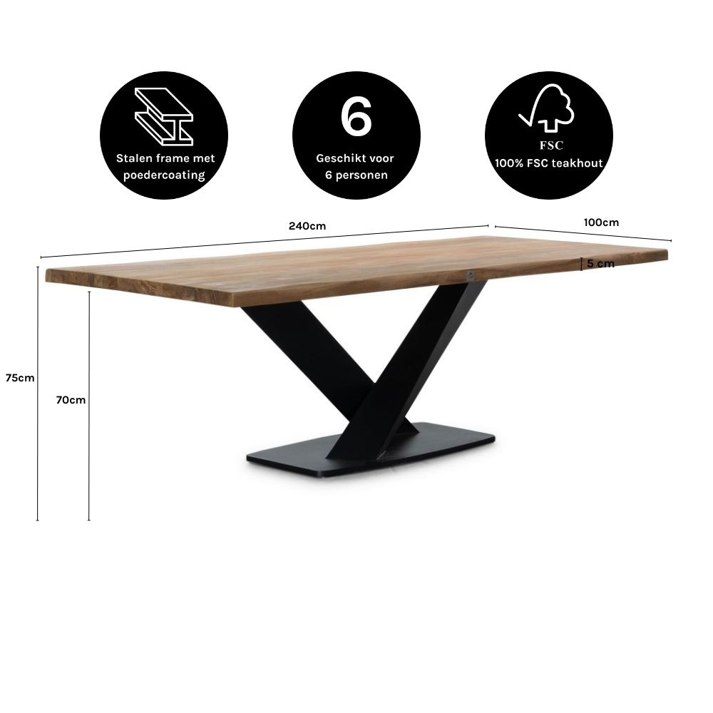 Albero boomstam tafel | teakhout | Natural Teak | 240cm