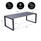 Helsinki dining tuintafel 6 personen | polywood + aluminium | Grey | 210cm