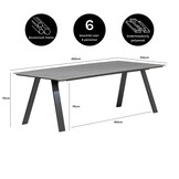 Oslo dining tuintafel 6 personen | polywood + aluminium | Grey | 220cm