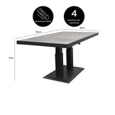 Prato Negro lounge/dining tuintafel - verstelbaar 4 personen | keramiek + aluminium | Grey | 140cm