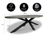 Stockholm dining tuintafel 8 personen | polystone + staal | betonlook | 280cm
