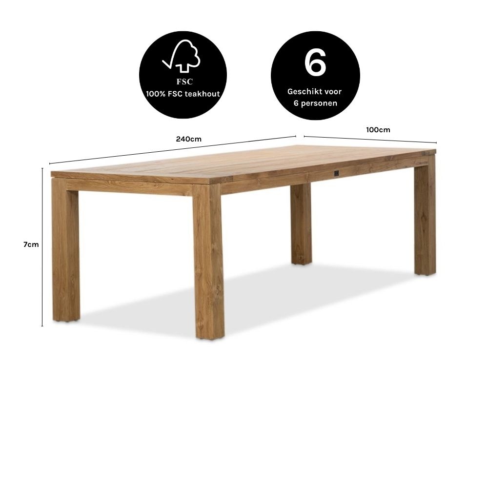 Victoria dining tuintafel 6 personen | teakhout | Natural Teak | 240cm