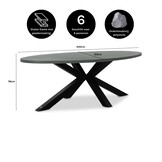 Stockholm dining tuintafel 6 personen | polystone + staal | betonlook | 240cm