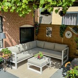 Cordoba hoek loungeset met stoel 6 personen | aluminium | wit | 5-delig - 228x228cm