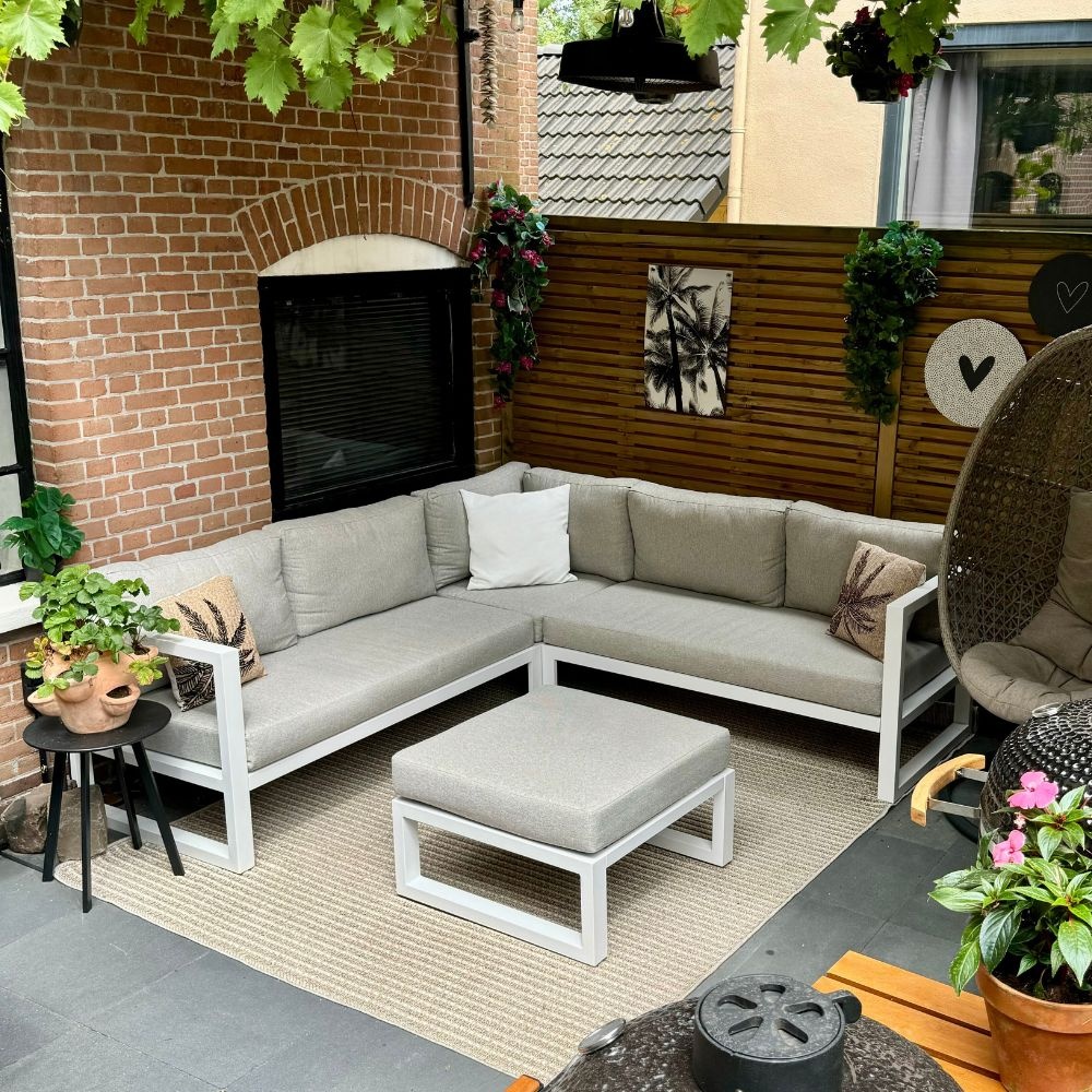 Cordoba hoek loungeset 5 personen | aluminium | wit | 4-delig - 228x228cm