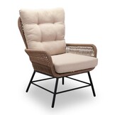 Dex loungestoel tuin met voetenbank | touw + aluminium | Sahara Dust