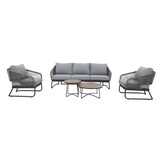 Savanna stoel-bank loungeset 5 personen | aluminium + touw | antraciet | 5-delig