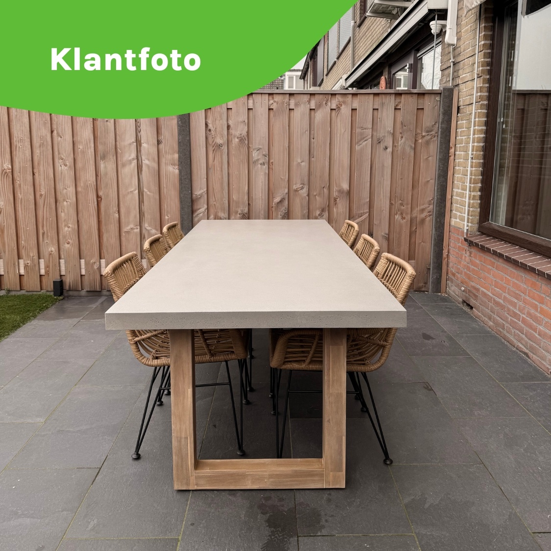 Lausanne dining tuintafel 6 personen | polystone + hardhout | betonlook | 250cm