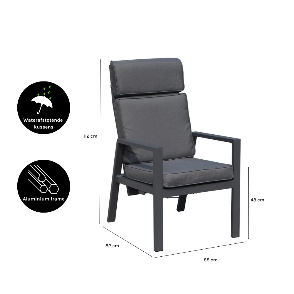 Palazzo XL dining tuinstoel aluminium verstelbaar | aluminium | antraciet