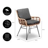 Carlos dining tuinstoel met kussens | wicker + RVS | Bamboo antraciet