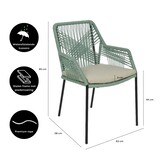 Seville dining tuinstoel stapelbaar | touw + staal | mint