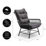 Dex loungestoel tuin set van 2 | wicker + aluminium | Charcoal