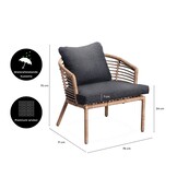 Logan loungestoel tuin | wicker + staal | Bamboo antraciet