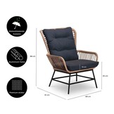 Dex loungestoel tuin met voetenbank | wicker + aluminium | Bamboo antraciet