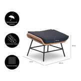 Dex loungestoel tuin met voetenbank | wicker + aluminium | Bamboo antraciet