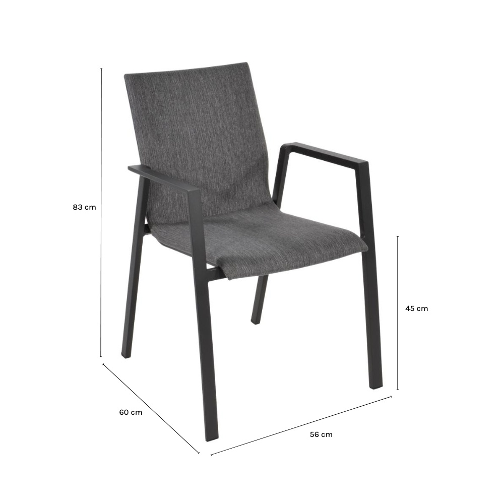 Fardau Negro dining tuinstoel stapelbaar | textile + aluminium | antraciet