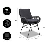 Carlos dining tuinstoel met kussens | wicker + RVS | Charcoal