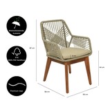 Seville dining tuinstoel | touw + hardhout | zand