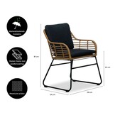 Coco dining tuinstoel | wicker + staal | Bamboo antraciet