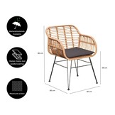 Lola dining tuinstoel set van 6 | wicker + staal | Bamboo antraciet