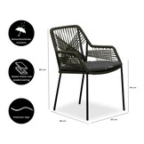 Seville dining tuinstoel stapelbaar | touw + staal | olijfgroen