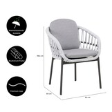 Bari dining tuinstoel | touw + aluminium | wit
