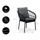 Dakota dining tuinstoel | touw + aluminium | zwart