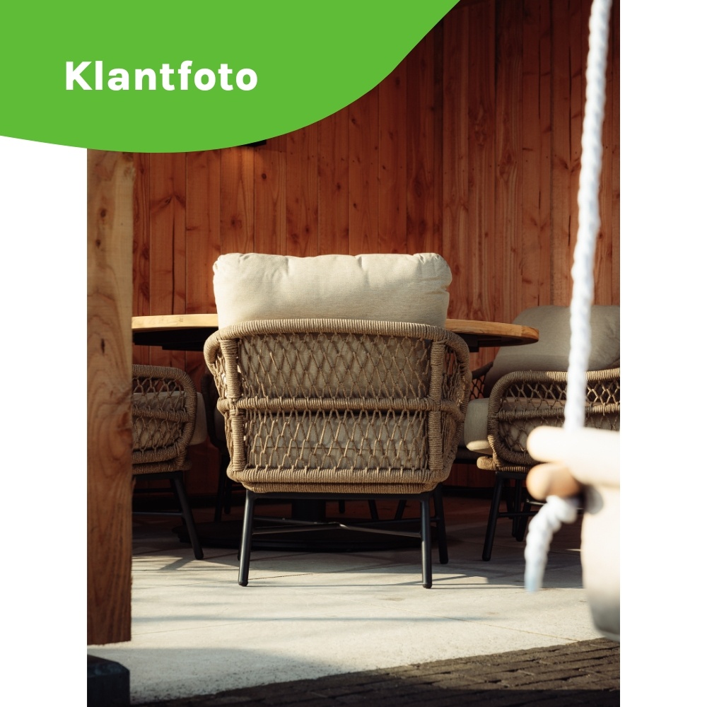 Ventura low dining tuinset | 6 personen | teakhout + touw | 150cm rond