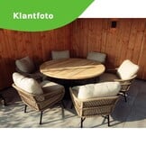 Ventura low dining tuintafel 6 personen | teakhout + aluminium | Natural Teak/antraciet | Ø150cm rond