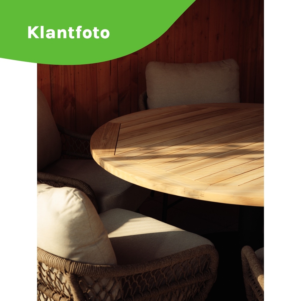Ventura low dining tuintafel 6 personen | teakhout + aluminium | Natural Teak/antraciet | Ø150cm rond