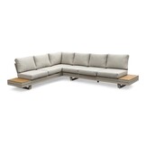 Vegas hoek loungeset-links 6 personen | aluminium + polywood | beige | 4-delig - 311x230cm
