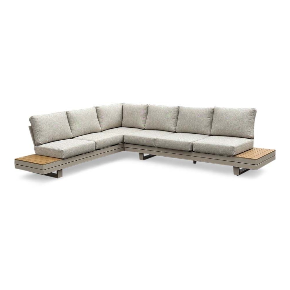 LUX outdoor living Vegas hoek loungeset-links 6 personen | aluminium + polywood | beige | 4-delig 311x230cm