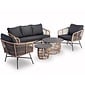 BUITEN living Flow stoel-bank loungeset 5 personen | wicker + betonlook | bamboo antraciet | 5-delig