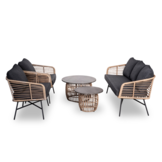 Flow stoel-bank loungeset 5 personen | wicker + betonlook | bamboo antraciet | 5-delig