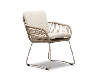 Harper dining tuinstoel | touw + RVS | Sandstone