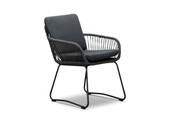 Harper dining tuinstoel | touw + rvs | Lava Grey