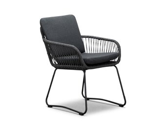Harper dining tuinstoel | touw + rvs | Lava Grey